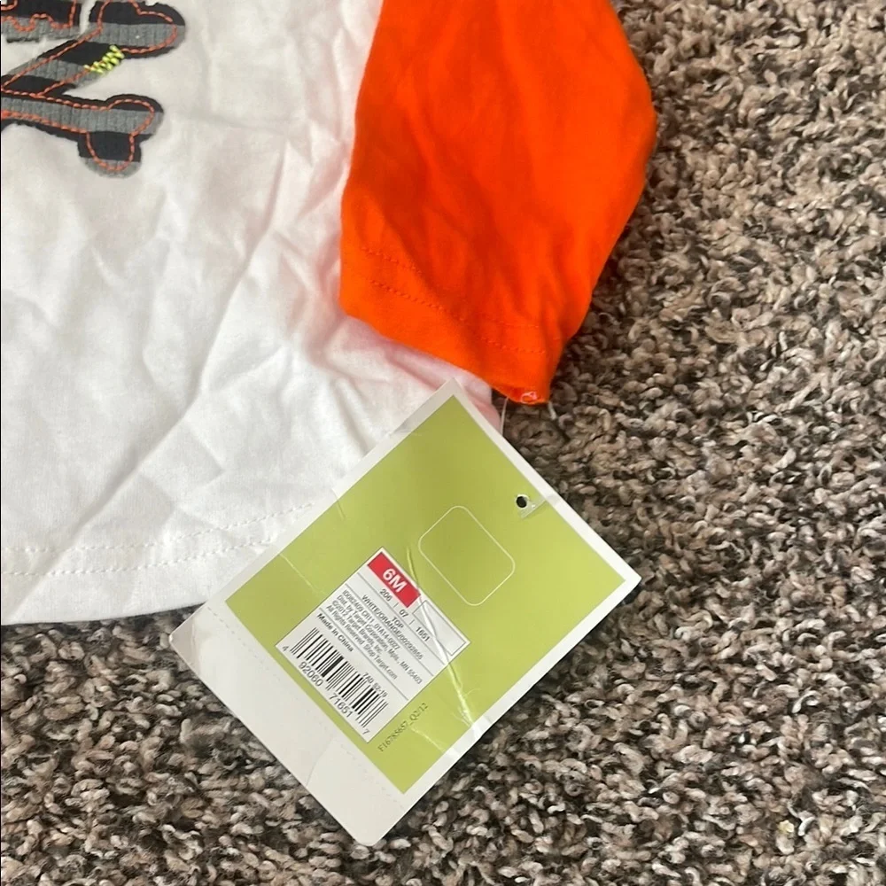 Bon Bebe Orange Onesie 3-6 month & Circo Orange/white Long Sleeve Skull Top